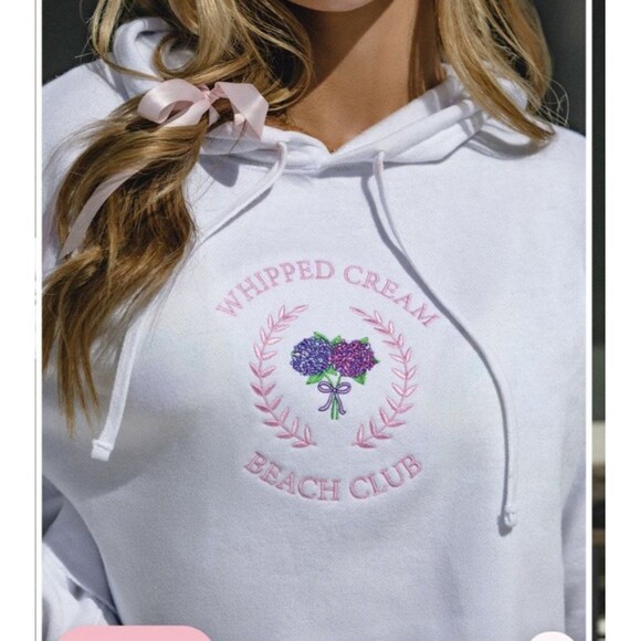 Whipped Cream Women’s Light Weight Cropped Hooded Sweatshirt w/Embroidery Sz S - Picture 11 of 11
